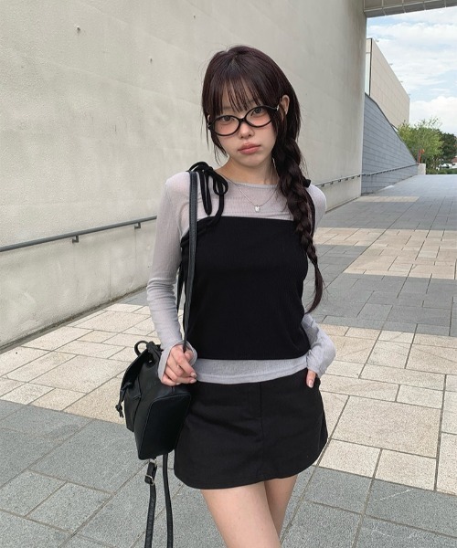 anyonemore(エニワンモア)の「コージービスチェ+Tシャツセット(Tシャツ/カットソー・レディース・グレー・FREE)」の10枚目の写真
