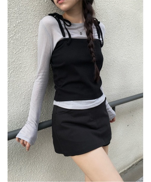 anyonemore(エニワンモア)の「コージービスチェ+Tシャツセット(Tシャツ/カットソー・レディース・グレー・FREE)」の15枚目の写真