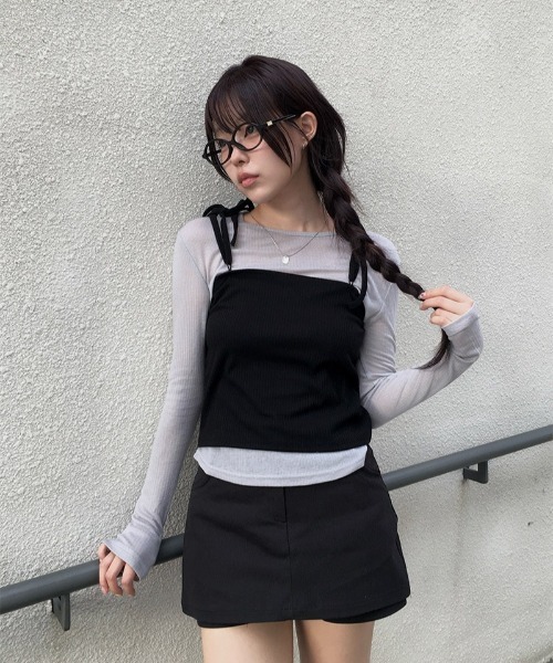 anyonemore(エニワンモア)の「コージービスチェ+Tシャツセット(Tシャツ/カットソー・レディース・グレー・FREE)」の14枚目の写真