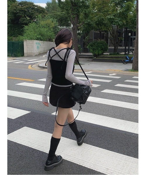 anyonemore(エニワンモア)の「コージービスチェ+Tシャツセット(Tシャツ/カットソー・レディース・グレー・FREE)」の7枚目の写真