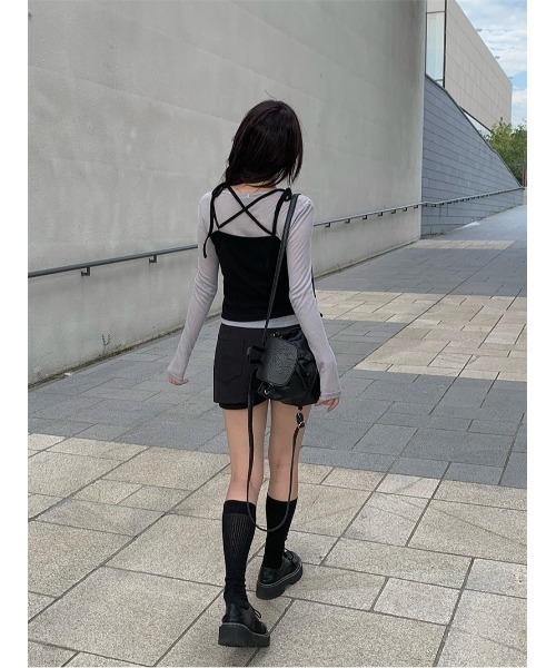 anyonemore(エニワンモア)の「コージービスチェ+Tシャツセット(Tシャツ/カットソー・レディース・グレー・FREE)」の13枚目の写真