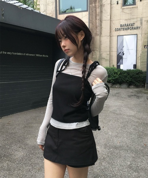anyonemore(エニワンモア)の「コージービスチェ+Tシャツセット(Tシャツ/カットソー・レディース・グレー・FREE)」の8枚目の写真