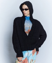 【26WINTER PRE-ORDER】Cable Hoodie Short Knit/ケーブルフーディショートニット