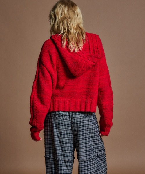 MAISON SPECIAL（メゾンスペシャル）の「【26WINTER PRE-ORDER】Cable Hoodie Short Knit/ケーブルフーディショートニット（ニット/セーター・レディース・ブラック/グレー/レッド・FREE）」の7枚目の写真