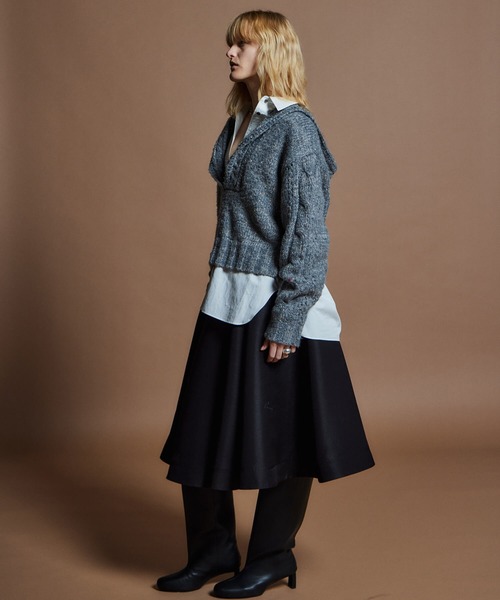 MAISON SPECIAL（メゾンスペシャル）の「【26WINTER PRE-ORDER】Cable Hoodie Short Knit/ケーブルフーディショートニット（ニット/セーター・レディース・ブラック/グレー/レッド・FREE）」の12枚目の写真