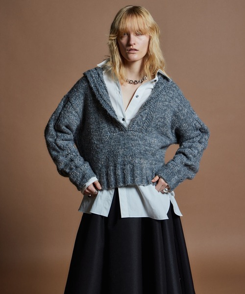 MAISON SPECIAL（メゾンスペシャル）の「【26WINTER PRE-ORDER】Cable Hoodie Short Knit/ケーブルフーディショートニット（ニット/セーター・レディース・ブラック/グレー/レッド・FREE）」の16枚目の写真