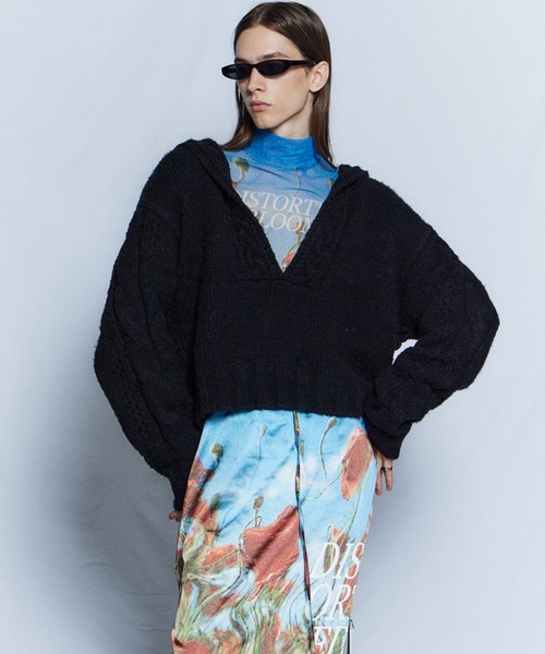 MAISON SPECIAL（メゾンスペシャル）の「【26WINTER PRE-ORDER】Cable Hoodie Short Knit/ケーブルフーディショートニット（ニット/セーター・レディース・ブラック/グレー/レッド・FREE）」の18枚目の写真