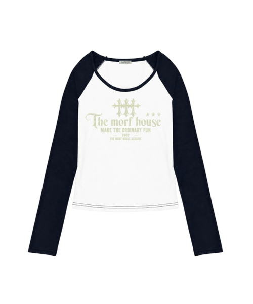 THEMORFHOUSE(ザモーフハウス)の「トリプルクロスプリント配色Uネックロングスリーブ ネイビー(Tシャツ/カットソー・レディース・その他・MEDIUM)」の1枚目の写真