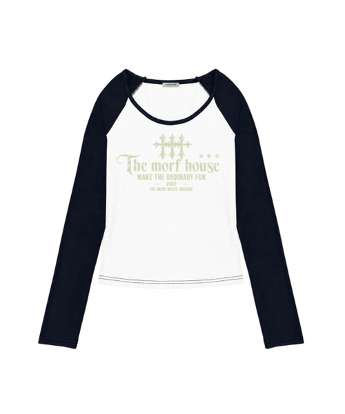 THEMORFHOUSE(ザモーフハウス)の「トリプルクロスプリント配色Uネックロングスリーブ ネイビー(Tシャツ/カットソー・レディース・その他・MEDIUM)」の3枚目の写真
