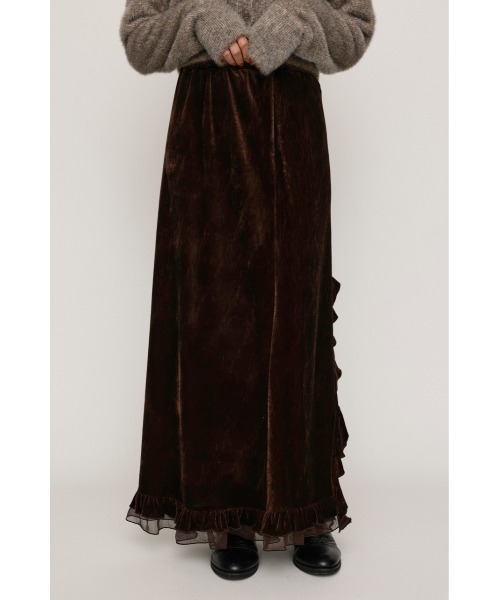 SLY(スライ)の「VELOURS FRILL SK ベロアフリルスカート 秋服 冬服(スカート・レディース・アイボリー/ブラック/ブラウン・0/1)」の3枚目の写真