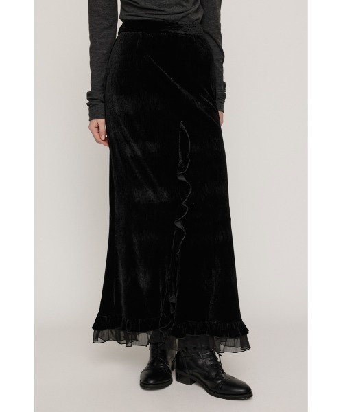 SLY(スライ)の「VELOURS FRILL SK ベロアフリルスカート 秋服 冬服(スカート・レディース・アイボリー/ブラック/ブラウン・0/1)」の2枚目の写真