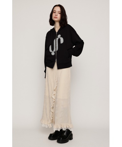 SLY(スライ)の「VELOURS FRILL SK ベロアフリルスカート 秋服 冬服(スカート・レディース・アイボリー/ブラック/ブラウン・0/1)」の6枚目の写真