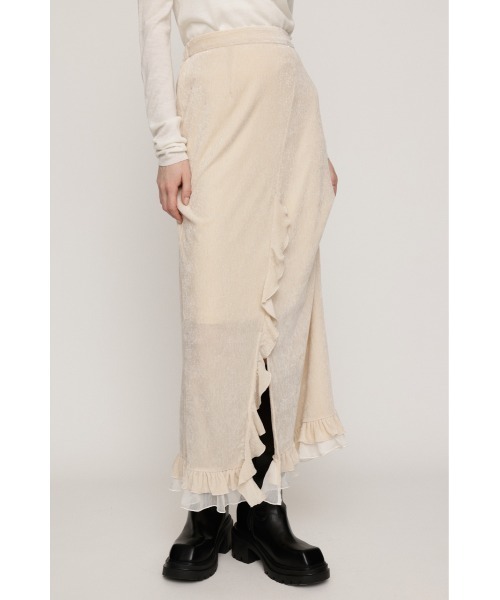 SLY(スライ)の「VELOURS FRILL SK ベロアフリルスカート 秋服 冬服(スカート・レディース・アイボリー/ブラック/ブラウン・0/1)」の4枚目の写真