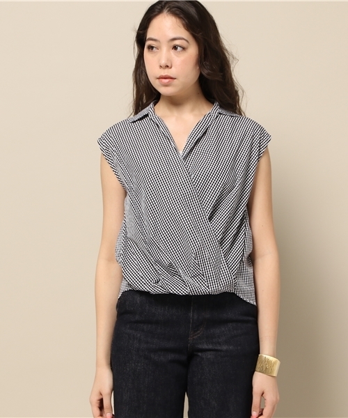 ELFORBR(エルフォーブル)の「ブロードカシュクールシャツ(シャツ/ブラウス・レディース・ホワイト/ブラック/サックスブルー・38)」の4枚目の写真