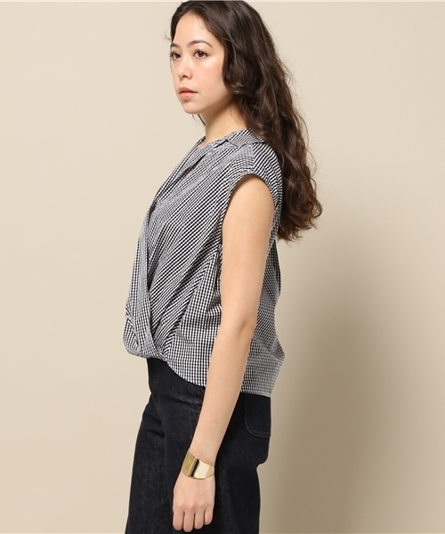 ELFORBR(エルフォーブル)の「ブロードカシュクールシャツ(シャツ/ブラウス・レディース・ホワイト/ブラック/サックスブルー・38)」の5枚目の写真