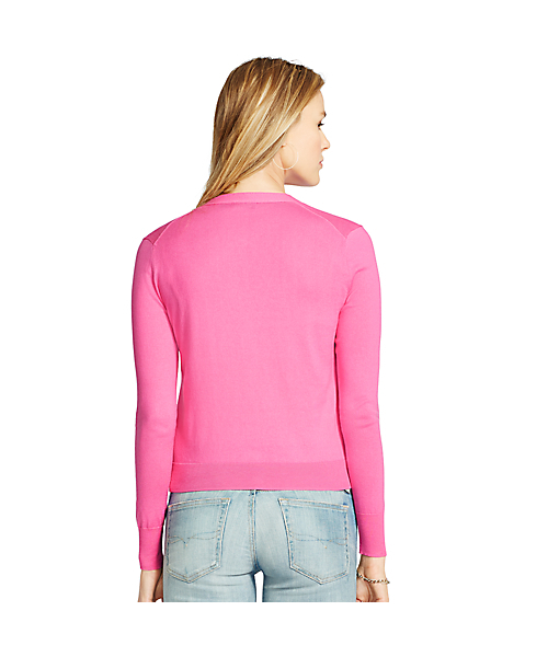 ラルフローレン Vネック カーディガン PINK 中古・古着通販】POLO RALPH LAUREN (ポロ・ラルフローレン