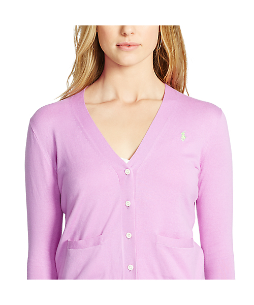 POLO RALPH LAUREN（ポロ ラルフ ローレン）の「コットン Vネック カーディガン（カーディガン/ボレロ・レディース・ピンク/ネイビー/パープル・X-SMALL/LARGE/SMALL/MEDIUM/X-LARGE）」の5枚目の写真