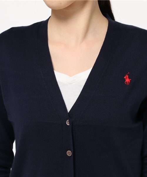POLO RALPH LAUREN（ポロ ラルフ ローレン）の「コットン Vネック カーディガン（カーディガン/ボレロ・レディース・ピンク/ネイビー/パープル・X-SMALL/LARGE/SMALL/MEDIUM/X-LARGE）」の19枚目の写真