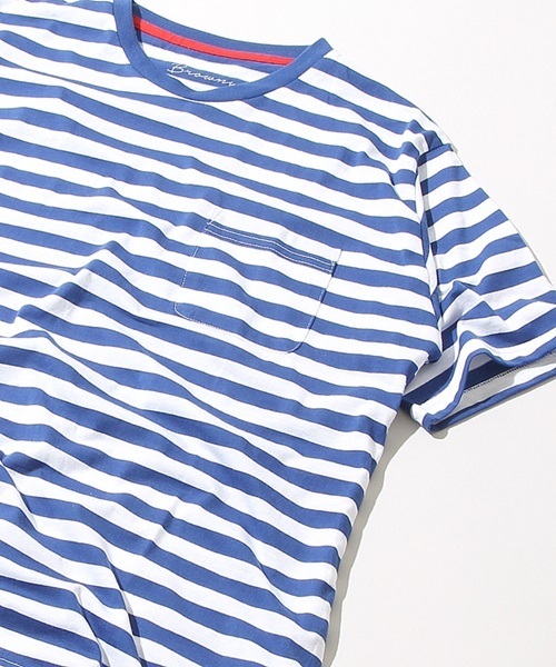 WEGO(ウィゴー)の「WEGO/ボーダーTシャツ(Tシャツ/カットソー・メンズ・レッド系その他5/イエロー系その他6/ブルー系その他5/ネイビー・SMALL/LARGE/MEDIUM)」の3枚目の写真