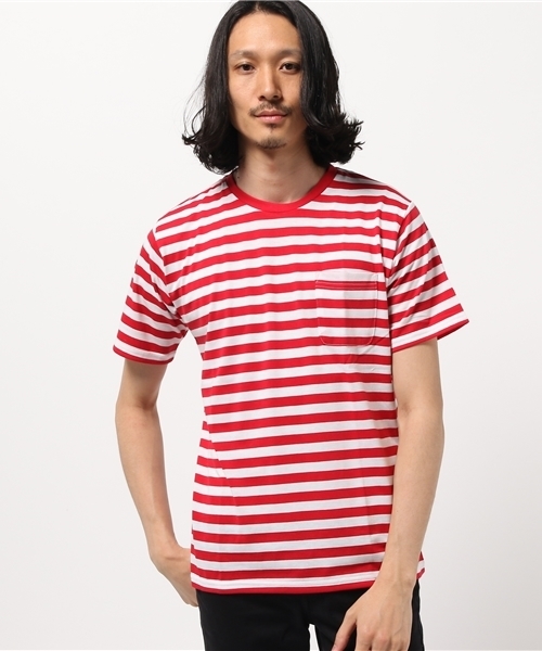 WEGO(ウィゴー)の「WEGO/ボーダーTシャツ(Tシャツ/カットソー・メンズ・レッド系その他5/イエロー系その他6/ブルー系その他5/ネイビー・SMALL/LARGE/MEDIUM)」の15枚目の写真