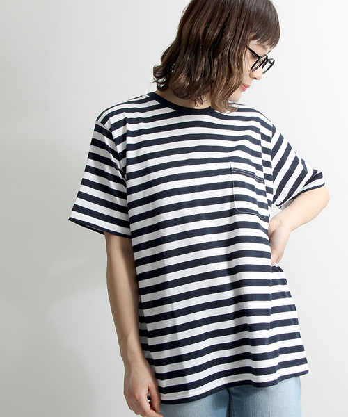 WEGO(ウィゴー)の「WEGO/ボーダーTシャツ(Tシャツ/カットソー・メンズ・レッド系その他5/イエロー系その他6/ブルー系その他5/ネイビー・SMALL/LARGE/MEDIUM)」の13枚目の写真