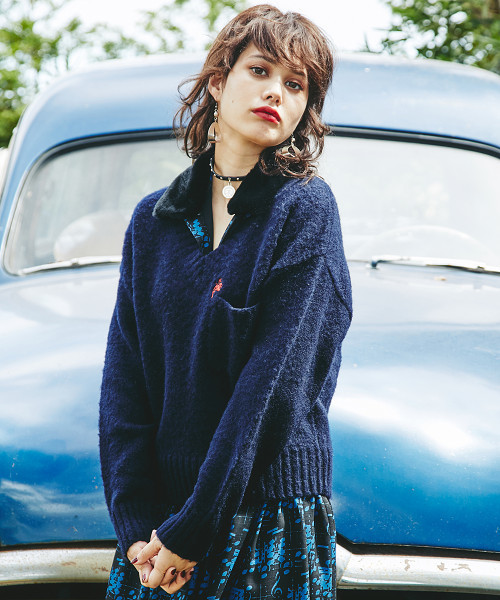 HYSTERIC GLAMOUR（ヒステリックグラマー）の「DEVIL WOMAN刺繍 プルオーバー（ニット/セーター・レディース・ネイビー/トップグレー/ブラック・FREE）」の3枚目の写真