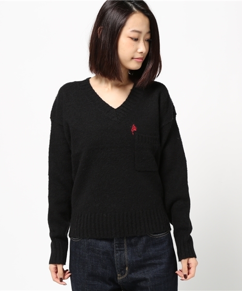 HYSTERIC GLAMOUR（ヒステリックグラマー）の「DEVIL WOMAN刺繍 プルオーバー（ニット/セーター・レディース・ネイビー/トップグレー/ブラック・FREE）」の4枚目の写真