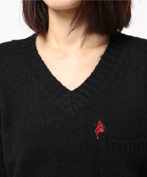 HYSTERIC GLAMOUR（ヒステリックグラマー）の「DEVIL WOMAN刺繍 プルオーバー（ニット/セーター・レディース・ネイビー/トップグレー/ブラック・FREE）」の7枚目の写真