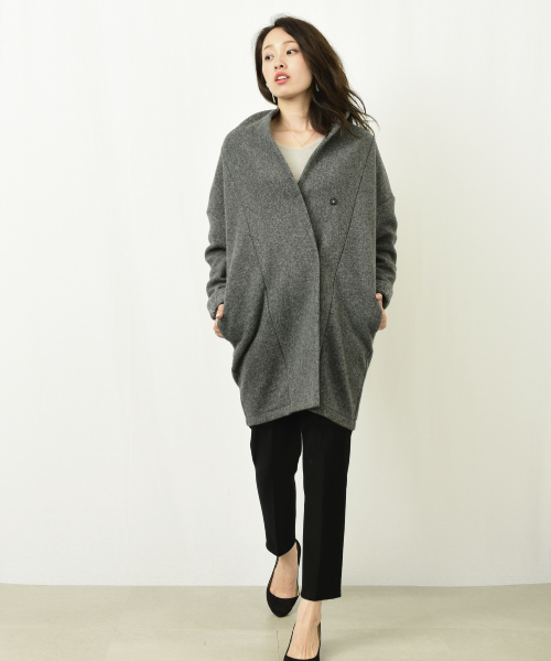 actuel（アクチュエル）の「スライバーニットコート（その他アウター・レディース・チャコールグレー/ネイビー・FREE）」の5枚目の写真