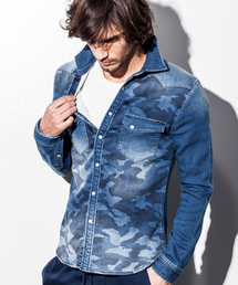 1PIU1UGUALE3  RELAX  | カモフラージュ柄ジョグデニムウエスタンシャツ(シャツ/ブラウス)