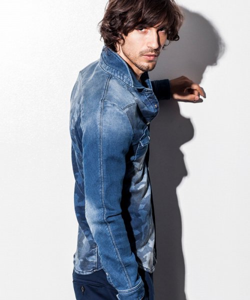 1PIU1UGUALE3  RELAX （ウノピゥウノウグァーレトレ リラックス）の「カモフラージュ柄ジョグデニムウエスタンシャツ（シャツ/ブラウス・メンズ・インディゴブルー・LARGE/MEDIUM/SMALL）」の3枚目の写真