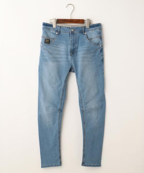 DOUBLE NAME（ダブルネーム）の「ハイブリットデニムスリムサルエルパンツ（デニムパンツ・レディース・ブルー/ブラック/ネイビー/サックスブルー・SMALL/MEDIUM/LARGE/X-SMALL）」の4枚目の写真