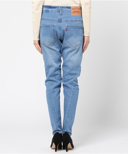 DOUBLE NAME（ダブルネーム）の「ハイブリットデニムスリムサルエルパンツ（デニムパンツ・レディース・ブルー/ブラック/ネイビー/サックスブルー・SMALL/MEDIUM/LARGE/X-SMALL）」の7枚目の写真