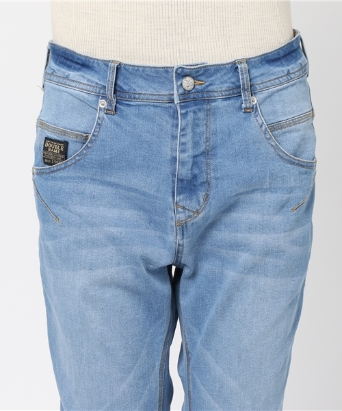 DOUBLE NAME（ダブルネーム）の「ハイブリットデニムスリムサルエルパンツ（デニムパンツ・レディース・ブルー/ブラック/ネイビー/サックスブルー・SMALL/MEDIUM/LARGE/X-SMALL）」の8枚目の写真