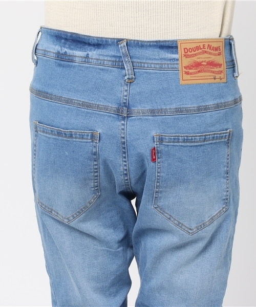 DOUBLE NAME（ダブルネーム）の「ハイブリットデニムスリムサルエルパンツ（デニムパンツ・レディース・ブルー/ブラック/ネイビー/サックスブルー・SMALL/MEDIUM/LARGE/X-SMALL）」の9枚目の写真