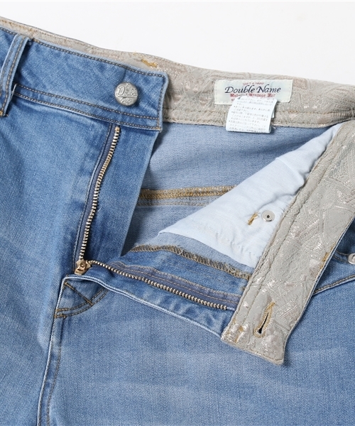 DOUBLE NAME（ダブルネーム）の「ハイブリットデニムスリムサルエルパンツ（デニムパンツ・レディース・ブルー/ブラック/ネイビー/サックスブルー・SMALL/MEDIUM/LARGE/X-SMALL）」の12枚目の写真