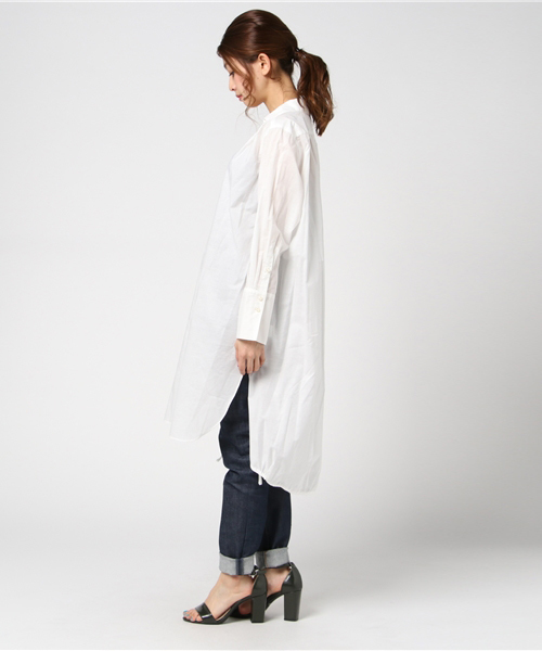 un dix cors（アンディコール）の「ヘムドロストシャツワンピース（ワンピース・レディース・ホワイト/ライトグリーン・ﾌﾘ-）」の4枚目の写真