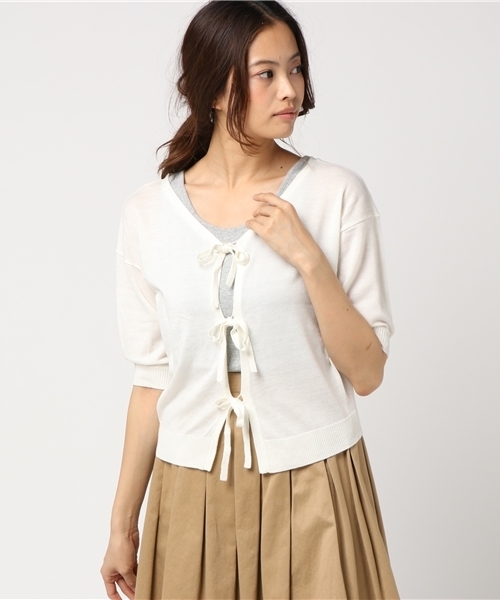 archives（アルシーヴ）の「2Wayカーデ（カーディガン/ボレロ・レディース・オフホワイト/ブラック/イエロー・MEDIUM）」の2枚目の写真