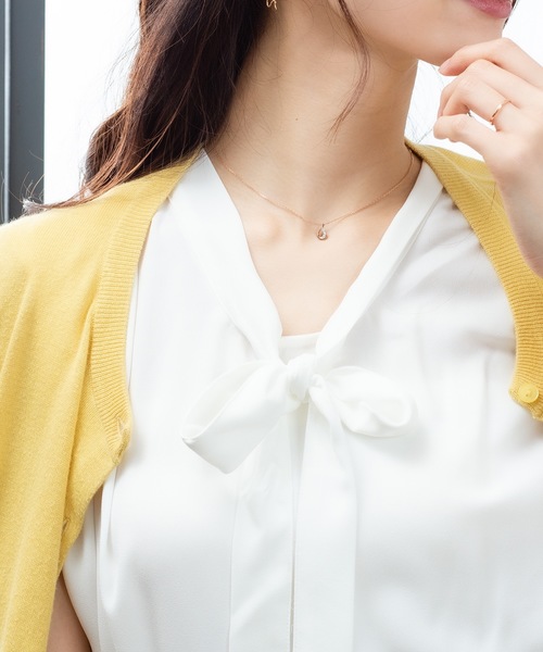 BLOOM(ブルーム)の「シルバー キュービックジルコニア しずく ネックレス BLOOM/ブルーム(ネックレス・レディース・ピンク・35cm)」の4枚目の写真