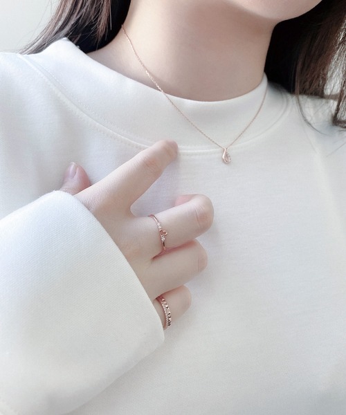 シルバー キュービックジルコニア しずく ネックレス BLOOM