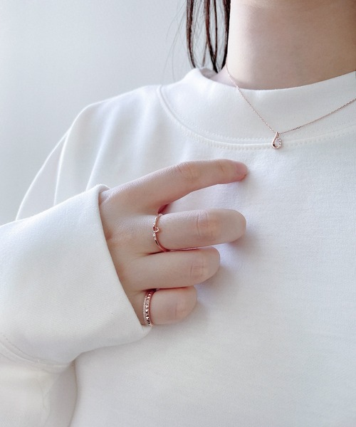 BLOOM(ブルーム)の「シルバー キュービックジルコニア しずく ネックレス BLOOM/ブルーム(ネックレス・レディース・ピンク・35cm)」の7枚目の写真