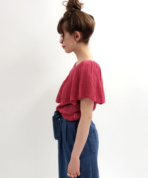 archives（アルシーヴ）の「透かし編みフリルプルオーバー（ニット/セーター・レディース・ブラック/ピンク/マスタード/オフホワイト・MEDIUM）」の11枚目の写真