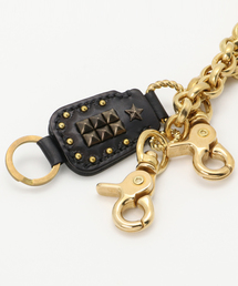 CALEE スタッズ　ウォレットチェーン CALEE - STUDS LEATHER WALLET CORD (Black) / スタッズ レザー