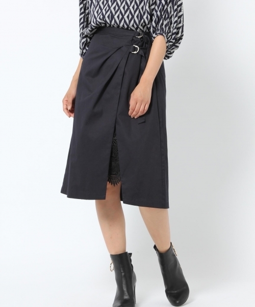 laboratory work(ラボラトリーワーク)の「【レーススカート付き】ラップ台形スカート(スカート・レディース・ベージュ/カーキ/ネイビー・MEDIUM)」の3枚目の写真