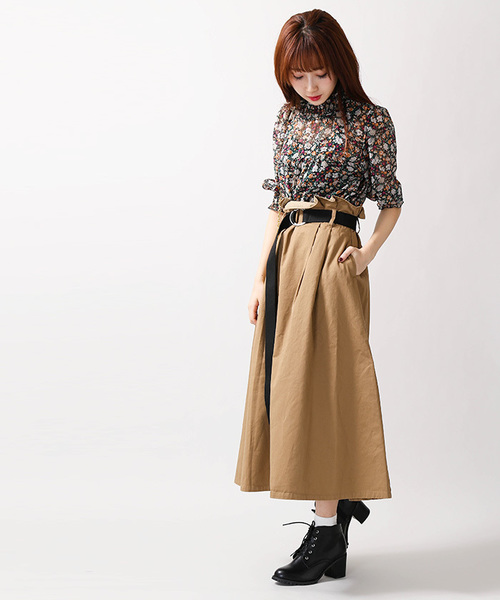 WEGO（ウィゴー）の「WEGO/リングベルトロングスカート（スカート・レディース・ベージュ/カーキ/インディゴブルー・FREE）」の21枚目の写真