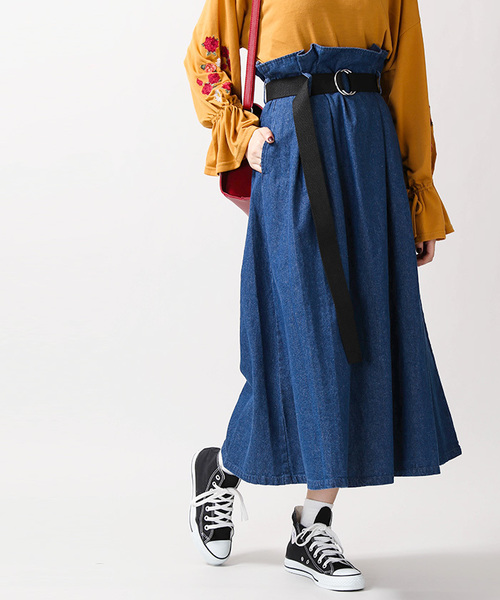 WEGO（ウィゴー）の「WEGO/リングベルトロングスカート（スカート・レディース・ベージュ/カーキ/インディゴブルー・FREE）」の18枚目の写真