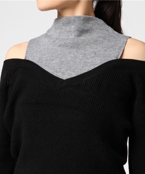 ROGER AND RAW（ロジャーアンドロウ）の「Roger&Raw / 畦ハイネック重ね着風ワンピース（ワンピース・レディース・ブラック/グレー/ベージュ/ネイビー・M）」の7枚目の写真