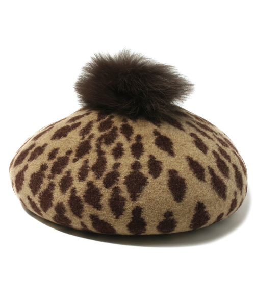 HYSTERIC MINI(ヒステリックミニ)の「mini face leopard ベレー帽(ハンチング/ベレー帽・キッズ・グレー/ベージュ/ピンク・SMALL/MEDIUM/LARGE)」の2枚目の写真
