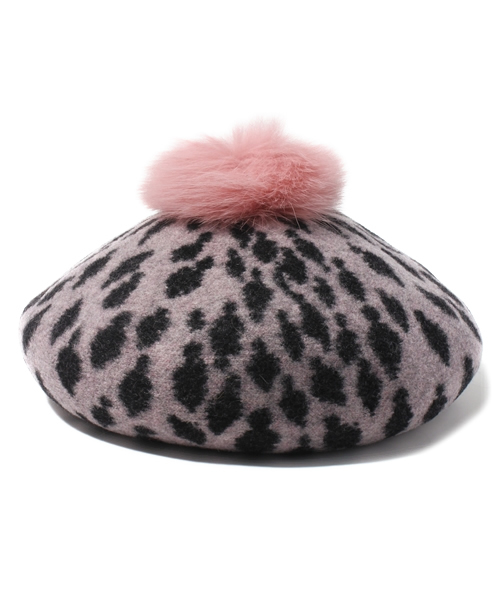 HYSTERIC MINI(ヒステリックミニ)の「mini face leopard ベレー帽(ハンチング/ベレー帽・キッズ・グレー/ベージュ/ピンク・SMALL/MEDIUM/LARGE)」の3枚目の写真