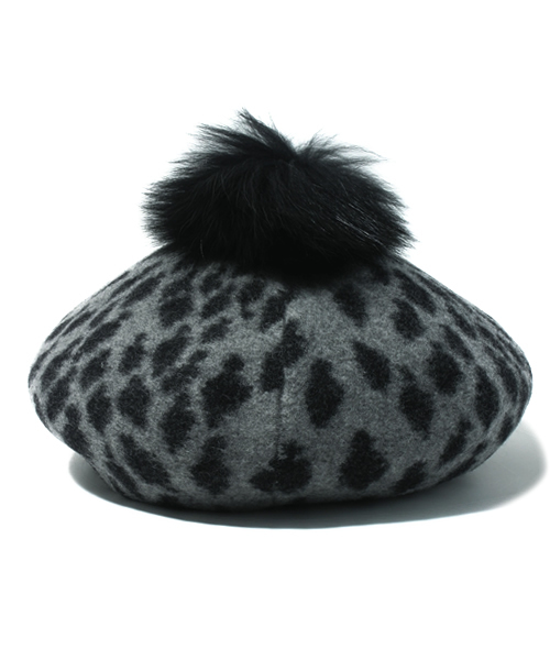 HYSTERIC MINI(ヒステリックミニ)の「mini face leopard ベレー帽(ハンチング/ベレー帽・キッズ・グレー/ベージュ/ピンク・SMALL/MEDIUM/LARGE)」の5枚目の写真